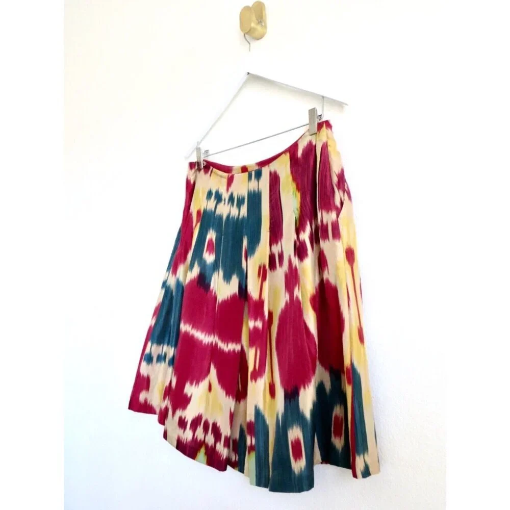 NEW! Lauren Ralph Lauren 100% Silk Modern Maasai Southwestern Skirt SZ 8